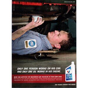 2008 Valvoline Premium Motor Oil Vintage Print Ad Mechanic Oil Change Wall Art